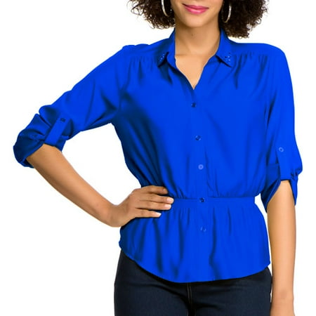 Miss Tina Women's Embellished Campshirt