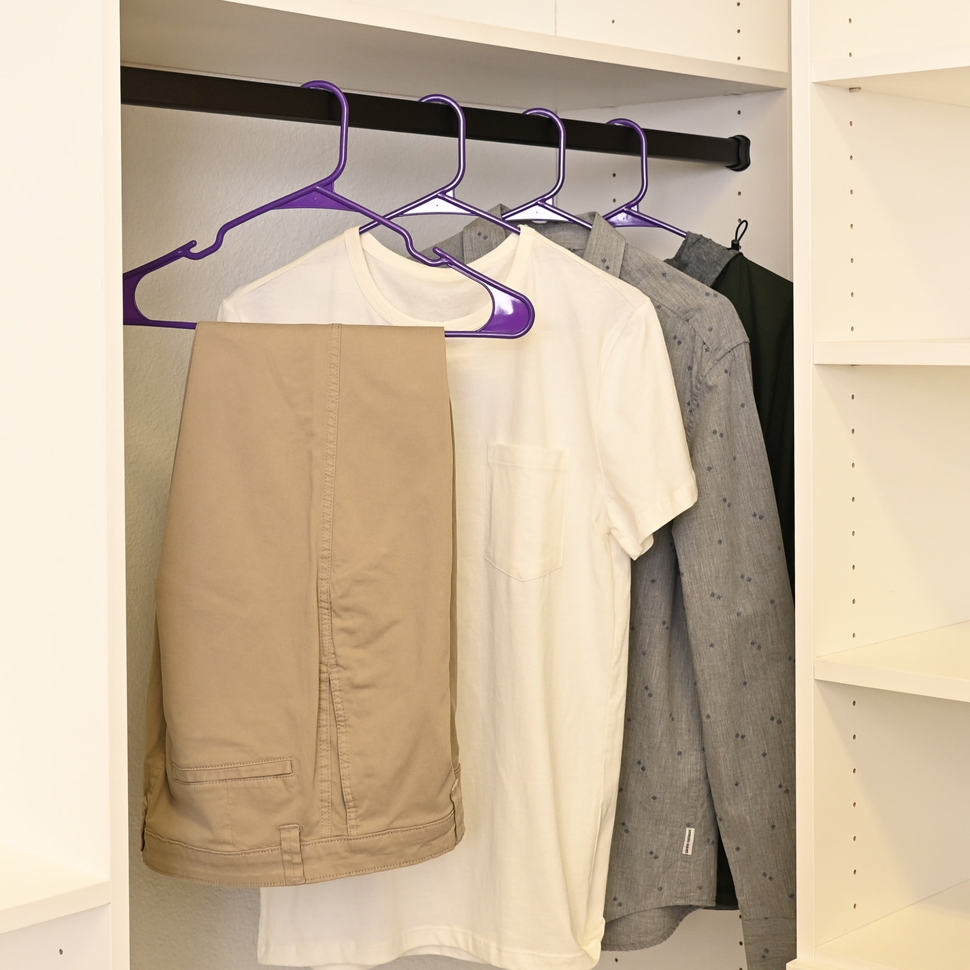 Mainstays Plastic Notched Adult Clothes Hangers, Dark Grape, 100 Count