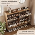thumbnail image 3 of VEANERWOOD Rattan Shoe Cabinet with 4 Flip Drawers, Modern 40 Pair Shoe Storage Cabinet for Entryway with Hidden Golden Handles, 3 of 8