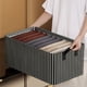 thumbnail image 1 of Caja de almacenamiento de ropa con marco de metal plegable con tiras negras, caja de almacenamiento de pantalones de gran capacidad, 1 of 3