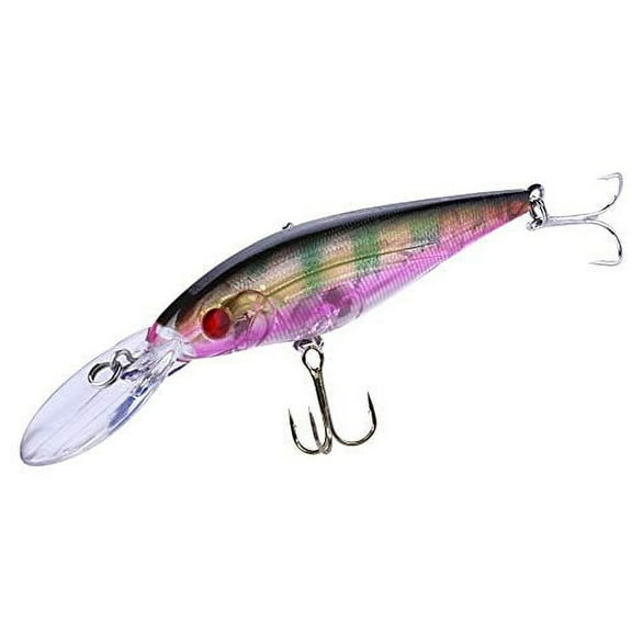 Art Attack Minnow Fishing 4.33" Lure, Purple & Gold Fire Tiger, Jerkbait Deep Swim Wobbler