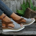 thumbnail image 5 of Wavsuf Wedge Sandals for Women Solid Beach Casual Summer Gray Sandals Shoes Size 6.5, 5 of 6