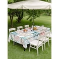 thumbnail image 4 of Outdoor Tablecloth with Umbrella Hole for Patio/Picnic/Party, Teal Red Jellyfish Coastal Waterproof Table Cloth Rectangle Table Cover Washable, Vintage Beach Coral Starfish Nautical (60"x 102"), 4 of 8
