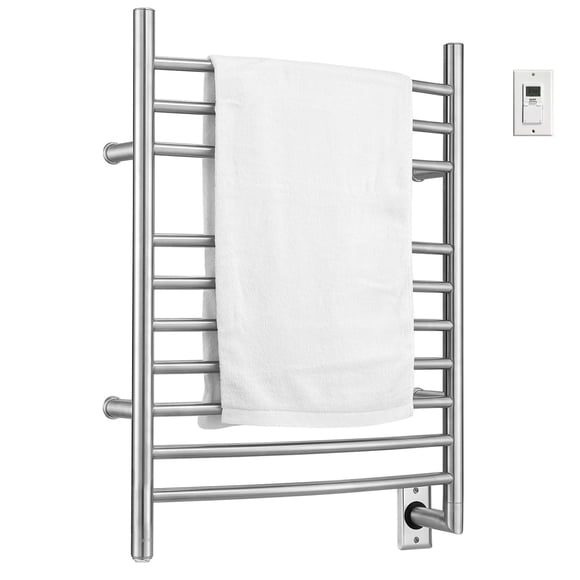 Ancona Comfort 10-Bar Wall Mount Hardwired Electric Towel Warmer, Brushed Stainless Steel