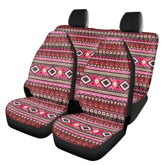 Pzuqiu Pink Geometric Print Car Seat Covers 3 PCS Car Seat Covers Full Set Softy Auto Interior Accessories Suitable for Sedans Truck