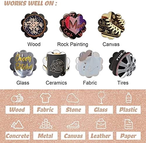 Gold Paint Pens with Silver,Rose Gold, Acrylic paint Pens for Rock Painting, Wood, Fabric, Glass, Canvas, Scrapbooking, Card DIY Metallic Acrylic Marker (2mm)