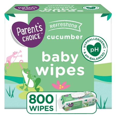 Parents Choice Cucumber Baby Wipes, 8 Flip-Top Packs (800 Total Wipes)