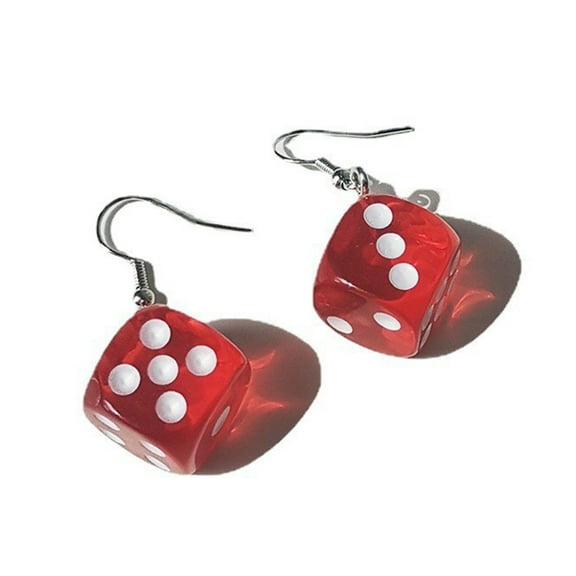 Dice-Dangle Drop Earrings Funny Punk Resin Cube Dice-Dancing Earrings Jewelry Geometric Sieve Pendant Clavicle Chain