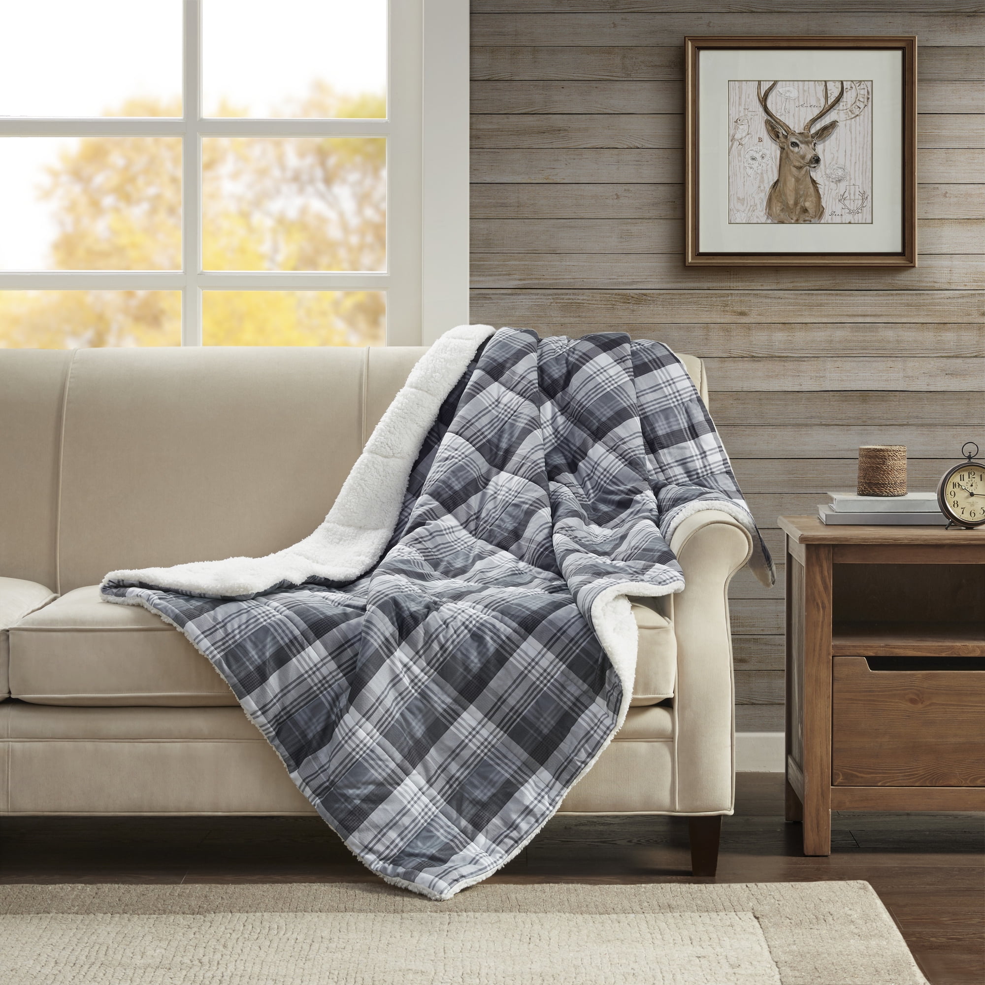 Woolrich Leeds Softspun Down Alternative Oversized Throw, 50x70", Navy
