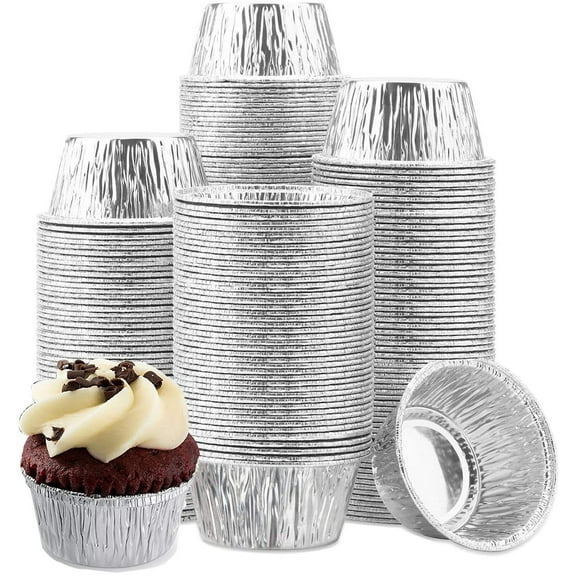 150 Pack Aluminum Foil Ramekins 4 oz Disposable Foil Ramekins Foil Baking Cups for Tart, Souffle, Appetizer, Pudding, Creme Brulee