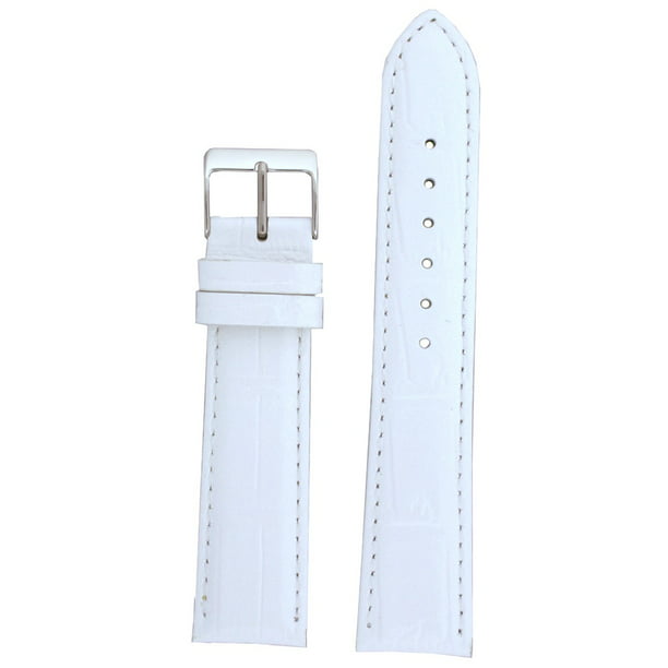 Uafhængig Rejsende Alle slags 18mm Watch Band White Genuine Leather Crocodile Grain - Walmart.com