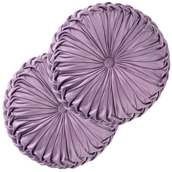 Set of 2 Velvet Round Decorative Pillow for Couch 15-Inch (Light Purple)