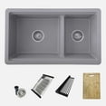 thumbnail image 5 of Stylish Dual Mount 30” Gray Composite Granite Double Bowl Kitchen Sink with 5 accs S-831WL, 5 of 14