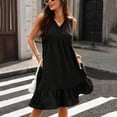 thumbnail image 6 of Karymi Womens Dresses Sleeveless V-Neck Tiered Ruffle Hem Midi Dress, Solid Casual Loose Tunic Dress with Side Pockets Spring Dresses for Women, 6 of 8