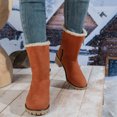 thumbnail image 5 of YAYUBA Winter Boots for Women, Comfortable Side Zipper Mid Heel Suede Warm Fur Snow Ankle Boot Outdoor Party Shoes Size 7.5 Orange, 5 of 6