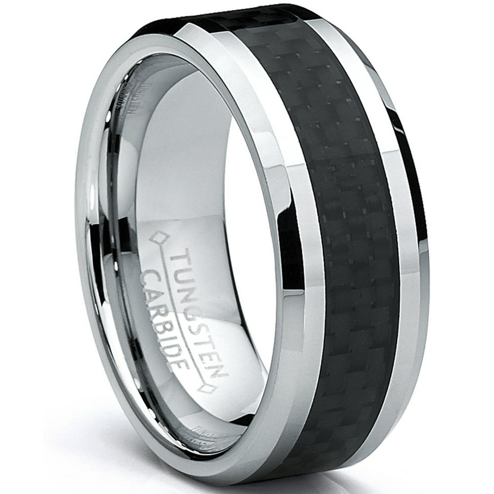 RingWright Co. - 8MM Men's Tungsten Carbide Ring Wedding Band W/ Carbon ...