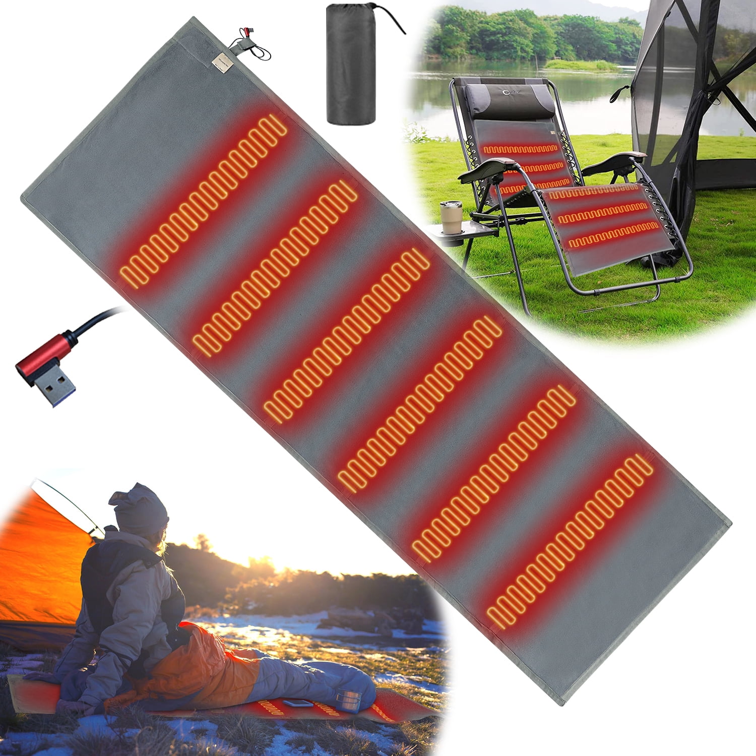 Camping Heated Sleeping Bag Pad - Battery Operated Heating Pad Rechargeable  USB Powered Heater for Outdoor Tent - Walmart.com