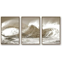 IDEA4WALL 3 Piece Framed CanvasWall Art for Living Room, Bedroom Golden Waves Canvas Prints for Modern Home Decoration Ready to Hang