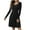 Black, variant on Womens Dresses Solid Color Round Neck Pleated Long Sleeve Short Dress Spring Work Business Casual Dresses