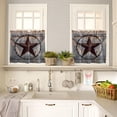 thumbnail image 5 of Kitchen Curtains and Valances Set, 3 Pieces Rod Pocket Tier Curtains Farm Country Star on Wooden Door Small Window Valance Sets Treatment Drapes Rural Wood Barn, 5 of 6