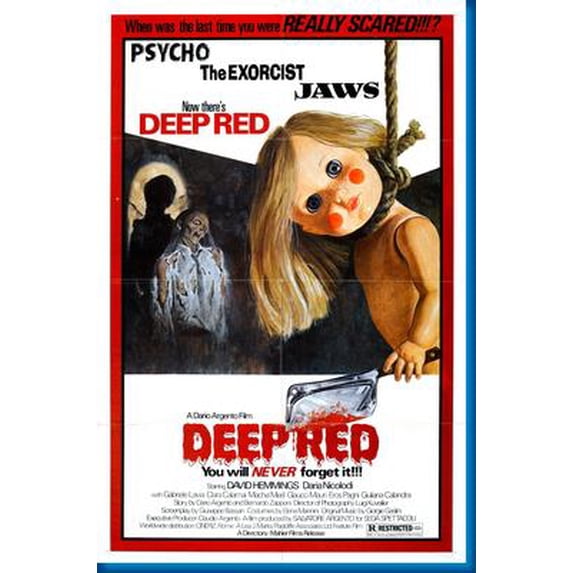 Deep Red Movie Poster Reprint 27inx40in for any room 27x40 Multi-Color ...