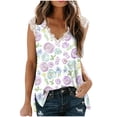 thumbnail image 1 of Blusa de encaje sin mangas con cuello en V para mujer de moda Camiseta con estampado floral Tops sueltos Pompotops  hkajfhjk463808, 1 of 5