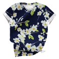 thumbnail image 4 of Ichuanyi Trendy Printed T Shirt for Women Summer Graphic Tee Tops Casual Round Neck Short Sleeve Tops, 4 of 5