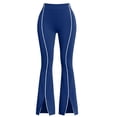 thumbnail image 5 of ZHYou No Boundarie Women's High Waist Flare Yoga Pants Side Stripe Split Stretchy Slim Athletic Bootcut Trousers,Blue,Size L, 5 of 5
