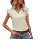 thumbnail image 1 of Tops sin mangas con volantes para mujer, colores puros, camisetas casuales con cuello en V para citas y compras, 1 of 5