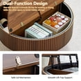 thumbnail image 4 of PHOYAL 4 in 1 Fluted Round Coffee Table with Flip Top and Lift Top, Round Coffee Table with Hidden Compartments Storage for Living Room, Walnut, 4 of 8