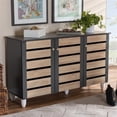 thumbnail image 6 of Bowery Hill Two-Tone Oak Wood 3-Door Shoe Cabinet in Dark Gray, 6 of 10