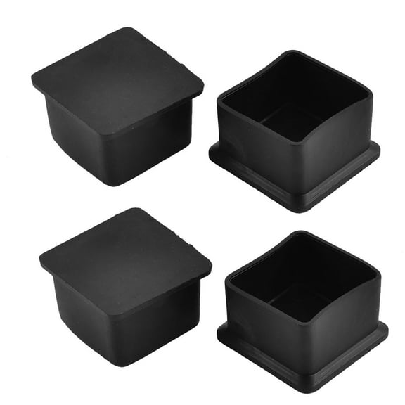 Unique Bargains 4Pcs Antislip Rubber Square 40mm x 40mm Chair Foot Cover Table Furniture Leg Protector Black