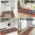thumbnail image 4 of 3 Piece Boho Kitchen Decor Rug Set, Vintage Floral Bohemian Kitchen Floor Mats, Non Skid Washable Kitchen Runner Carpet 17 "x30+17 "x47+17 "x57 Blue, 4 of 5
