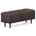 thumbnail image 1 of Shay 48 in.W Modern Storage Ottoman in Distressed Chestnut Brown Faux Leather, 1 of 7