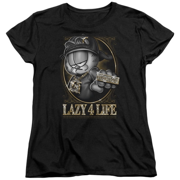 Garfield Lazy 4 Life S/S Women's T-Shirt Black