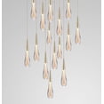 thumbnail image 2 of Luxera 36-Light LED Raindrop Chandelier, Gold Aluminum Glass Pendant Light, Adjustable Height Staircase Hotel Lobby Lighting, 2 of 9