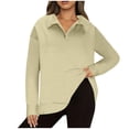 thumbnail image 1 of Timegard Tops for Women Lapel V Neck Drop Shoulder Blouse Fall Casual Solid Color Long Sleeve Tops, 1 of 7