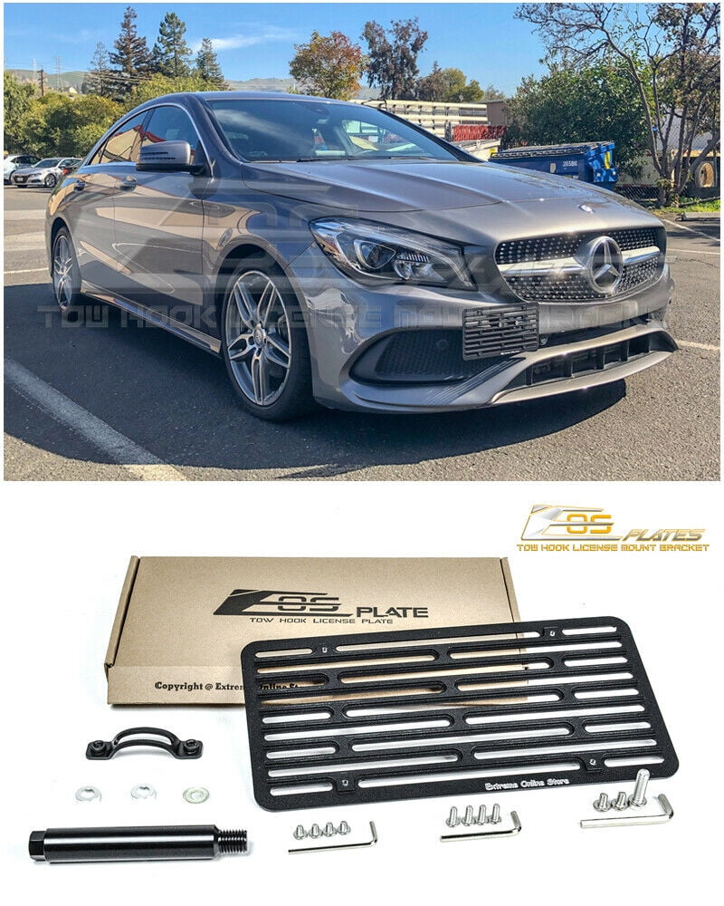 EOS Plate For 14-Up Benz CLA45 AMG Front Bumper Tow Hook License Mount Bracket 