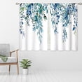 thumbnail image 2 of Teal Eucalyptus Botanical Leaves Floral Small Kitchen Curtains Blue Flower Window Treatment Wildflower Plant Cafe Window Curtains for Bathroom Room 53"W x 96"L (Pack of 2), 2 of 6