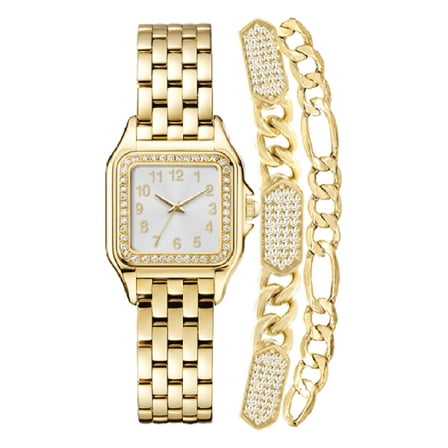 Jones New York Women's Gold Tone Bracelet Analog Watch & Stackable Bracelets