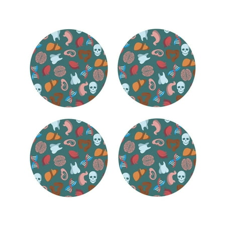 

Matuu cute Skull organ for Cup Coasters Set of 4 Leather Coasters Desk Coasters for Office Measures 4” x 4”-Round Shape