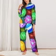 thumbnail image 2 of Fotbe Colorful Easter Eggs1 Pattern Long Sleeve Pajama Set for Women,Sleepwear Set,2-piece Loungewear Set,Soft PJs Comfy Nightwear with Pockets -X-Large, 2 of 7