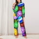 thumbnail image 2 of Balery Colorful Easter Eggs1 Conjunto de Pijama con Estampado para Mujer, Conjunto de Dos Piezas con Manga Larga, Ropa de Dormir Suave con Bolsillos, Pijamas Cómodos-XX-Large, 2 of 7