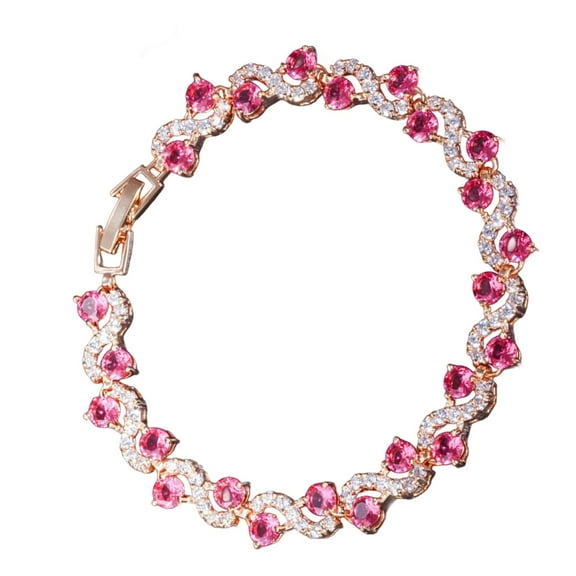 YIEMEEN Stylish Adjustable Chain Bracelet Colorful Simulated Gemstones Bangle For Ladies