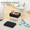 thumbnail image 6 of IVV Rectangular Storage Ottoman with Teddy Fleece Upholstery & Solid Wood Legs, Foot Stool Bench for Entryway or Bedroom, 15.7” x 11.8” x 12.9”, Black, 6 of 7