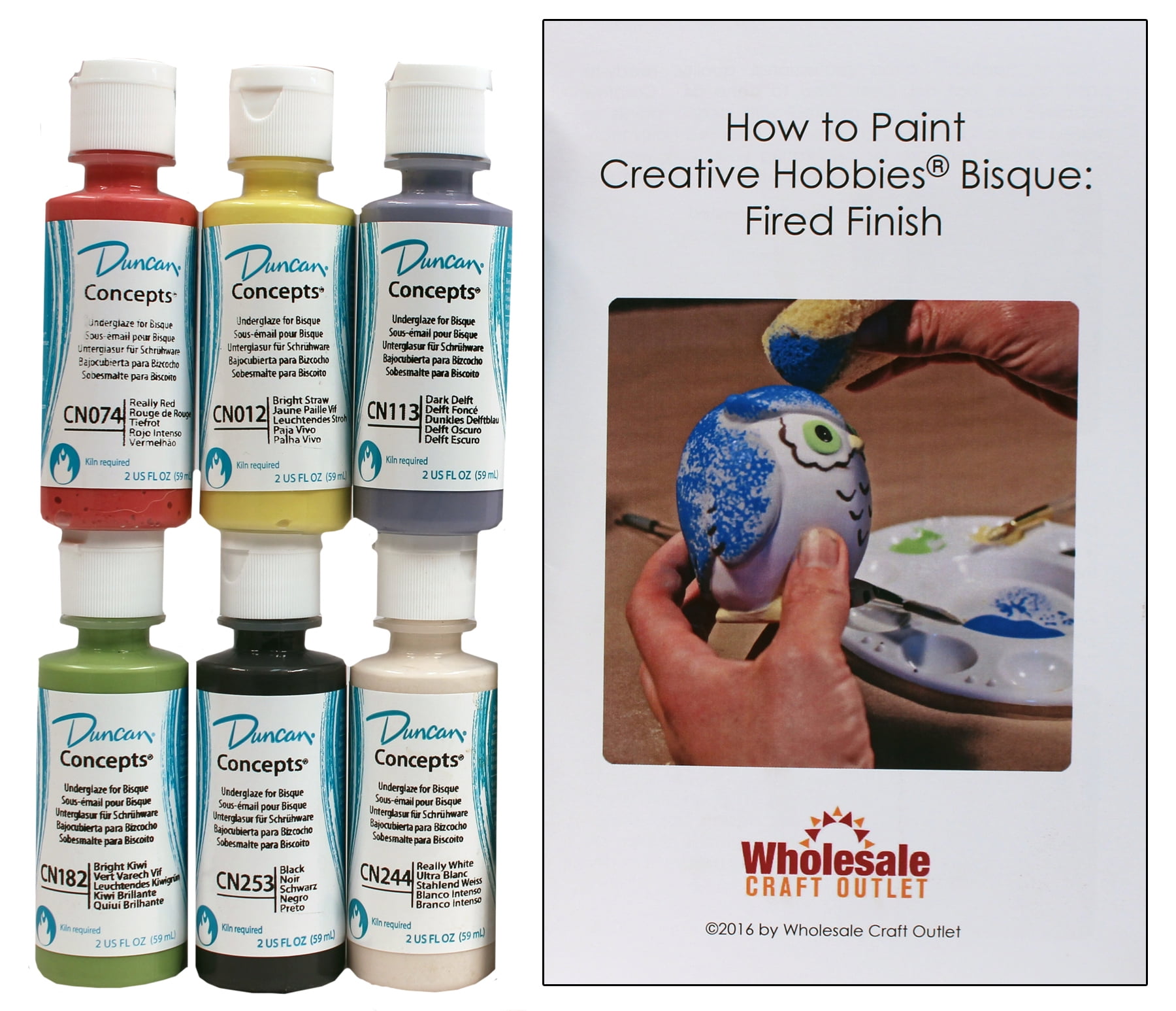 Duncan CNKIT9 Concepts Underglaze Primary Colors Paint Set, 6 Colors