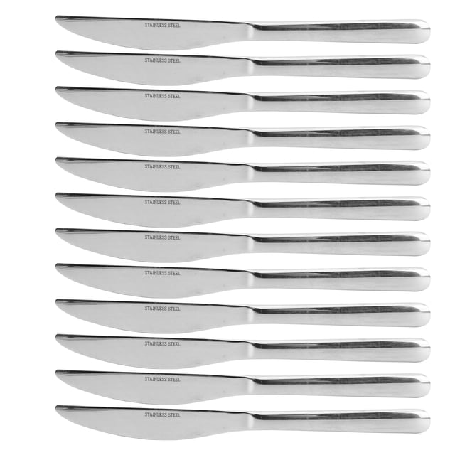 Juego de 12 cubiertos de acero inoxidable, utensilios de cocina para hotel, restaurante, cuchillo para carne.