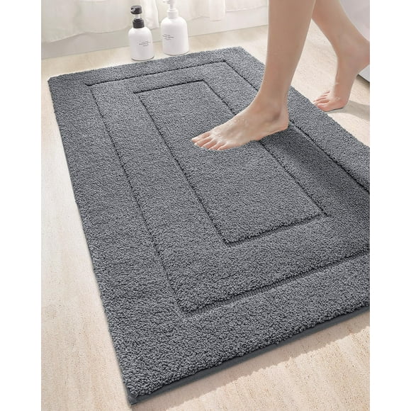 Alfombra de baño DEXI, extra suave y absorbente, 60 x 110 cm, color gris