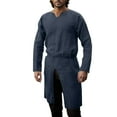 thumbnail image 1 of XDZJLR Mens Shirts Solid Color Fashion V Neck Robe Classic Wear Tee, 1 of 7