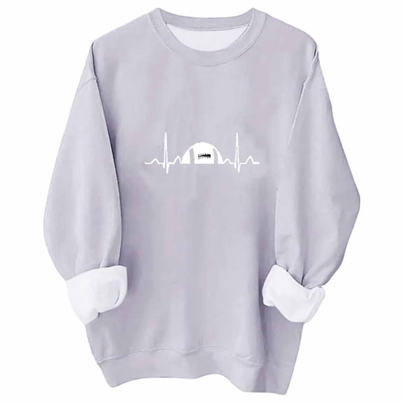 Viikei Hoodies for Women Plus Size Sweatshirt for Women Women Fashion Print Crewneck Long Sleeve Loose Sweatshirt Tops